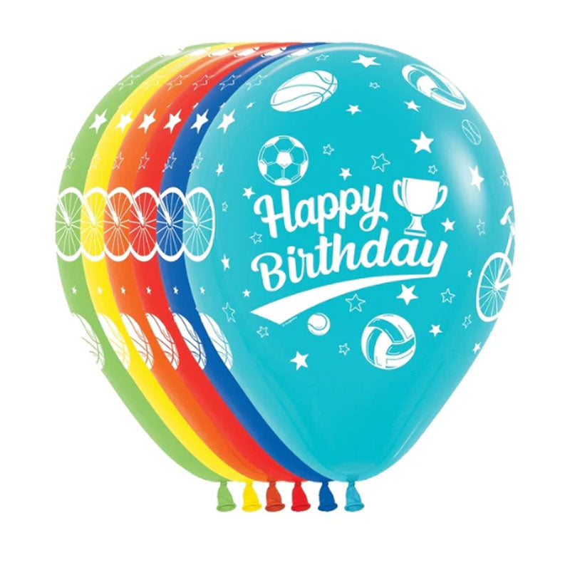 11" Sports Happy Birthday Latex Balloons (5PC)