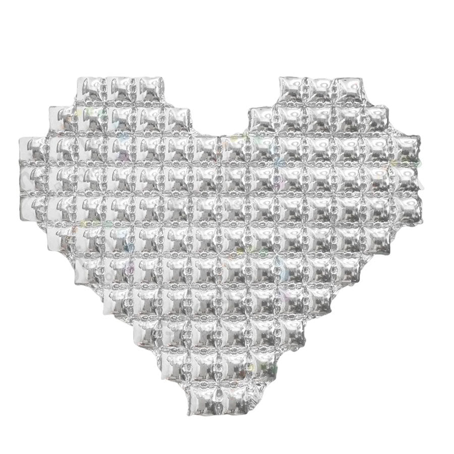 Silver Heart Shaped Grid Foil Balloon Backdrop Decor