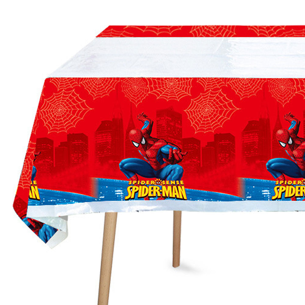 Spiderman themed table cover for your birthday party.
