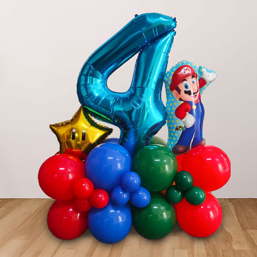 Super Mario Single Number Balloon Cluster Stand
