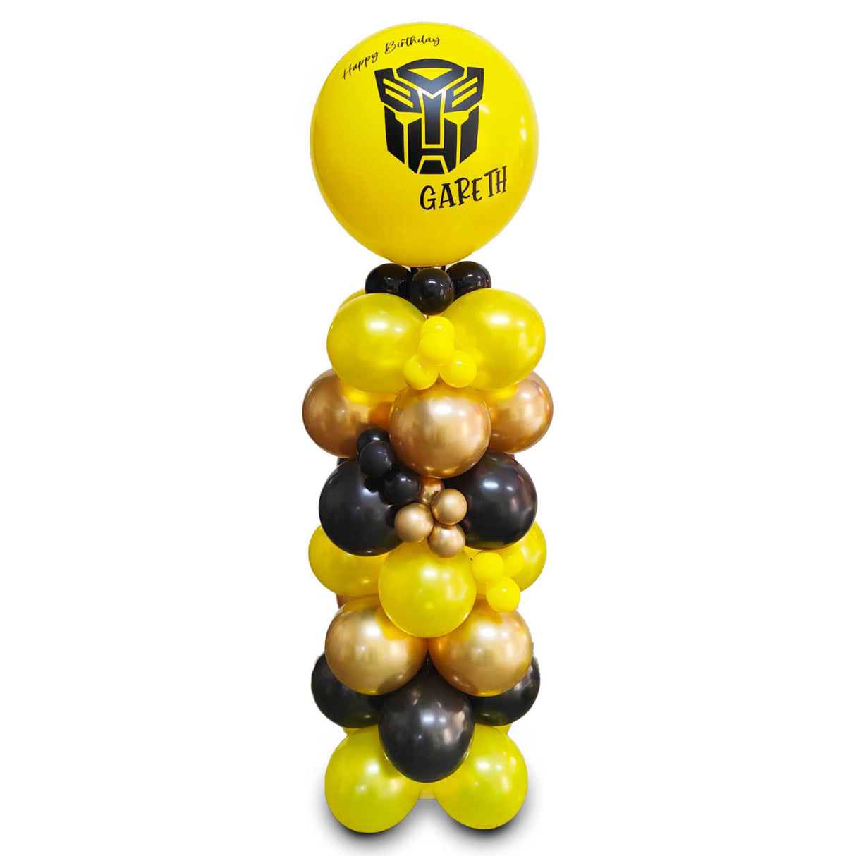 Customised Jumbo Latex Balloon with Tall Column in Black & Yellow