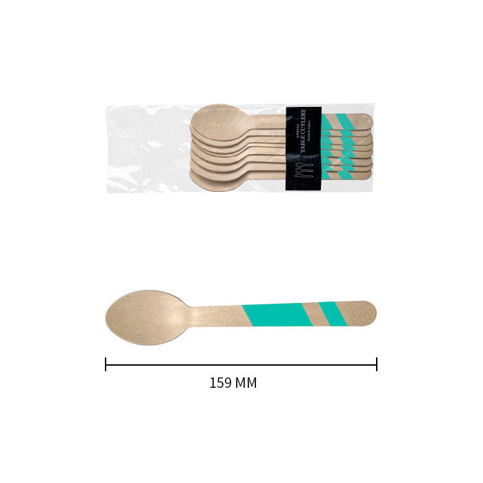 Wooden Disposable Party Spoons (Turquoise)