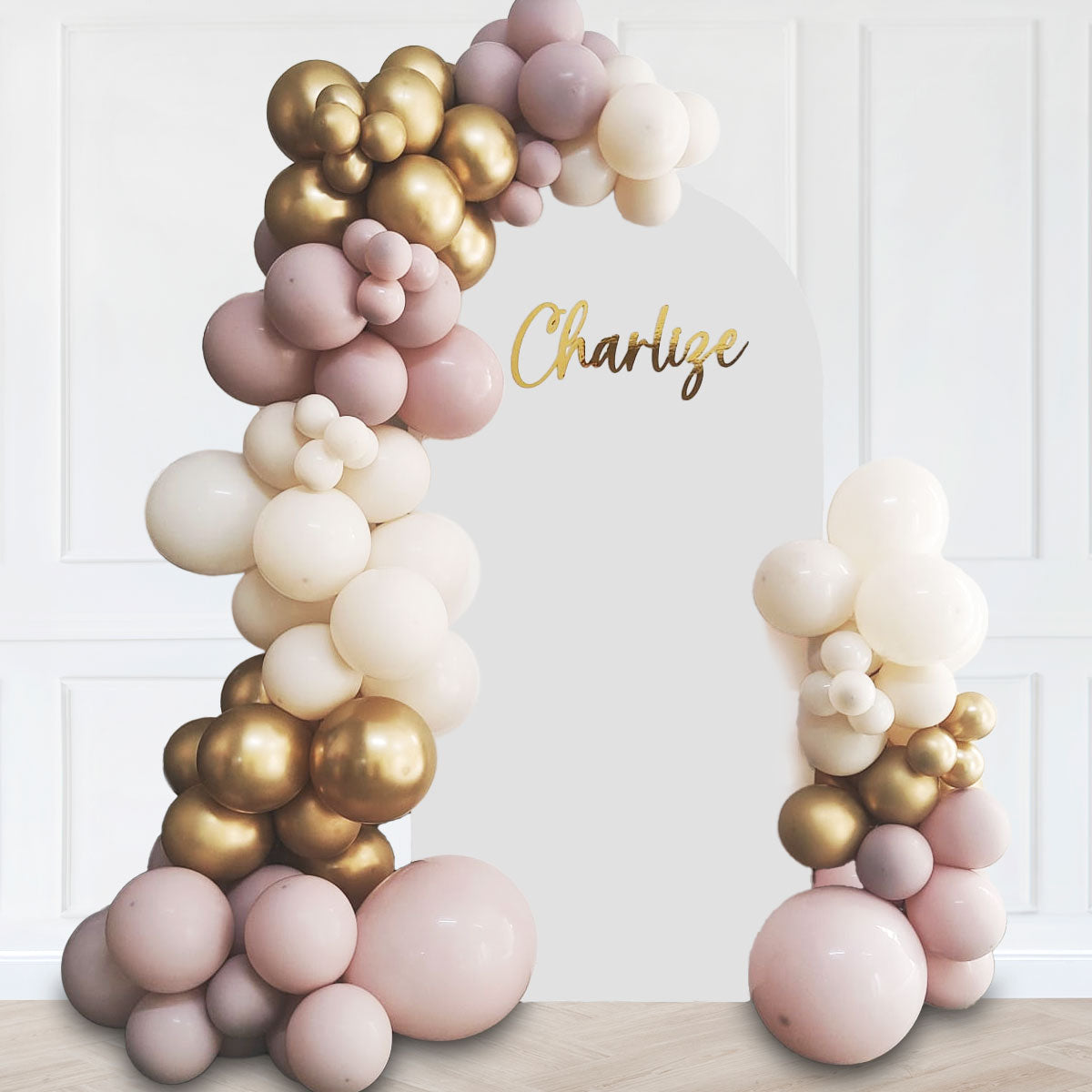Twilight Pink & Gold Balloon Garland Backdrop Set Up Package
