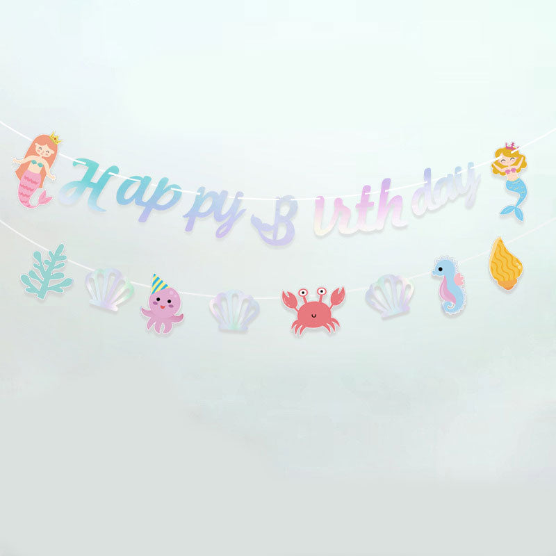 Under the Sea Mermaid Happy Birthday Banner
