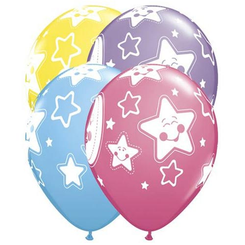 Baby moon and stars printed latex balloons.