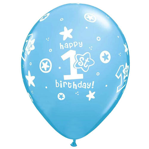 11" Blue 1st Birthday Balloons (5PC)