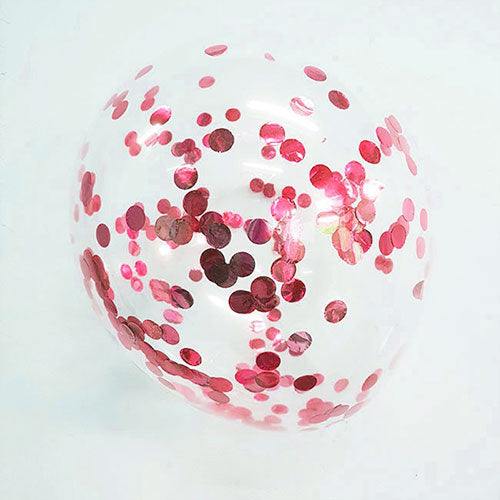 Red confetti balloons for party decor.