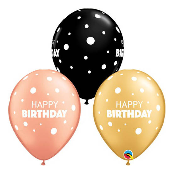 Happy Birthday printed latex balloon for a sparkling birthday celebration.