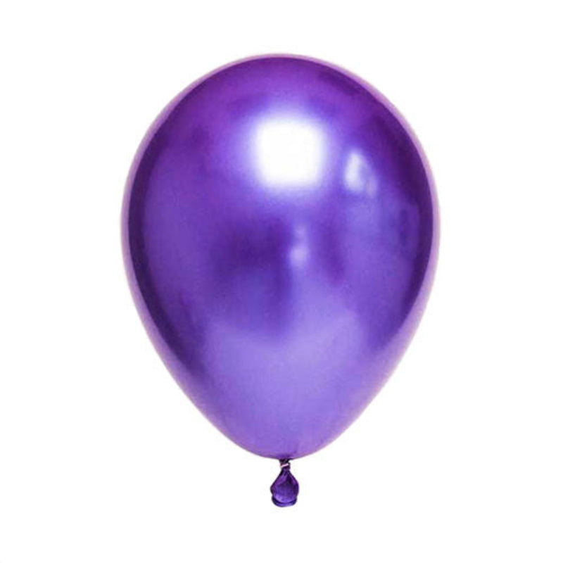 A shiny purple latex balloon with a Helium weight attached to its base, displayed against a white background.