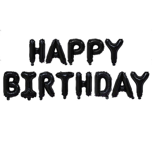 Black Happy Birthday Letter Balloons.