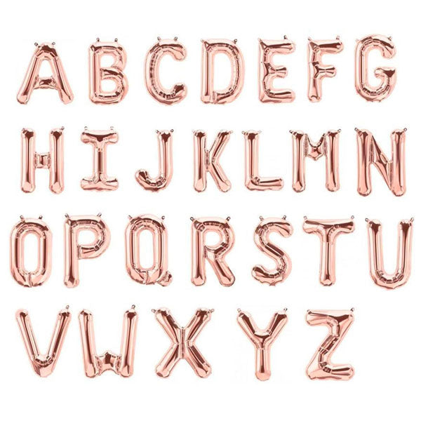Rose Gold letter balloons.