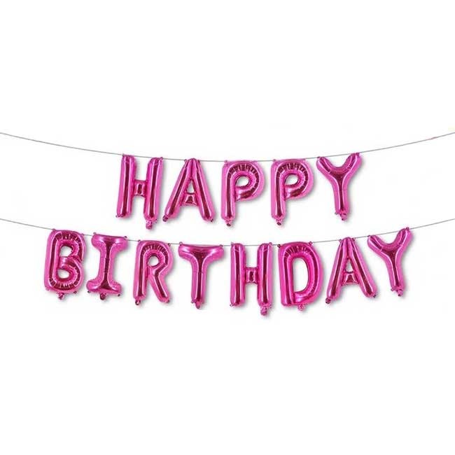 Hot Pink Happy Birthday Letter Balloons Package/