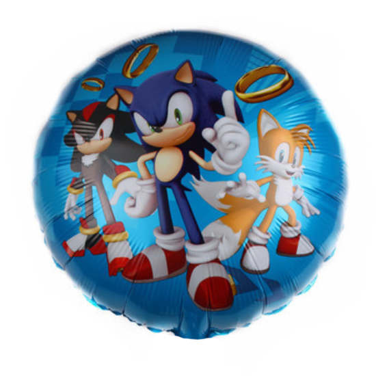 18" Sonic Group Balloon floating with helium for the birthday party.