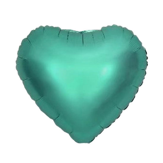 18" Chrome Green Heart Foil Balloon
