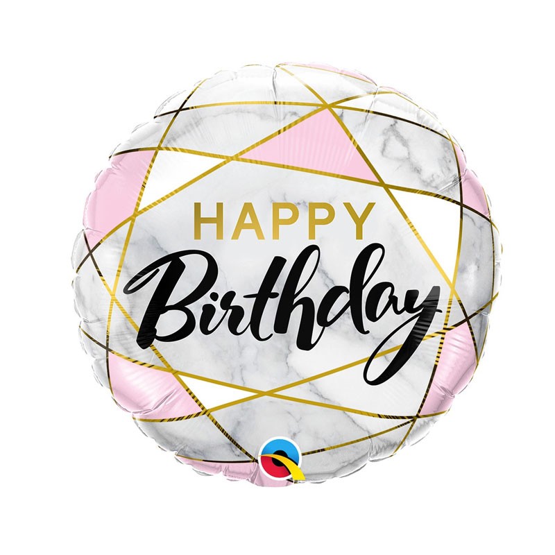 18" Marble Happy Birthday Balloon