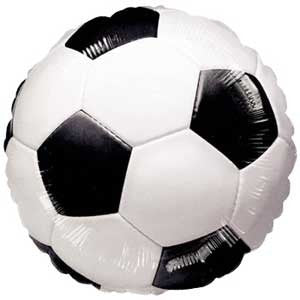 Soccer themed 18inch balloon.