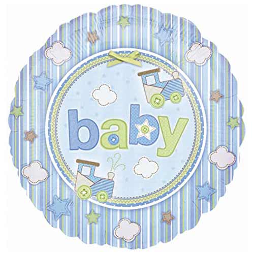 18" Blue Trains Baby Balloon