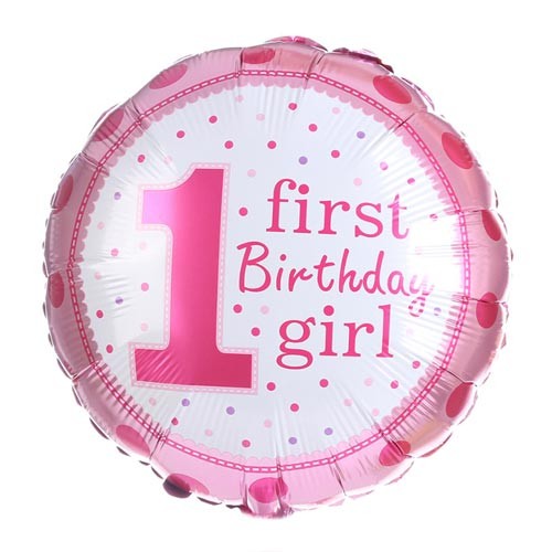 18" Pink 1st Birthday Dots Balloon