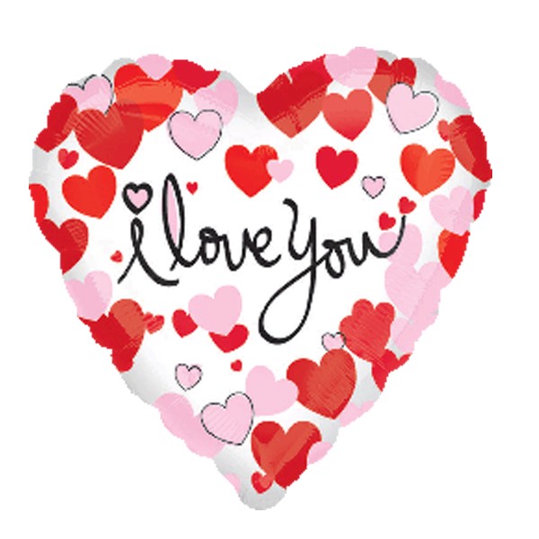 18" I Love You Pink Red Hearts Balloon