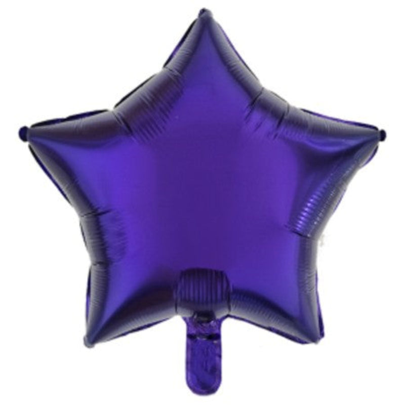 A purple star-shaped foil balloon
