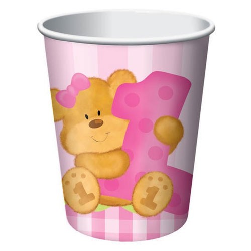 1st Birthday Bear Girl Cups
