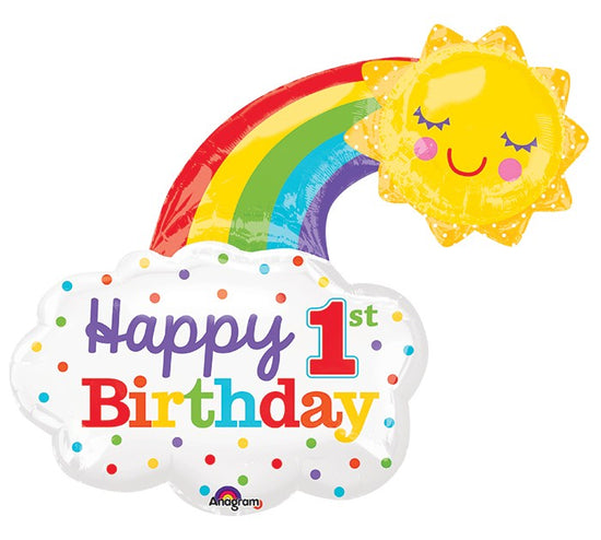 30" Rainbow 1st Birthday Balloon