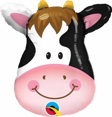 Cow style farm animal helium balloon.