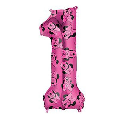 34" Minnie Mouse Forever Number 1 Balloon. Great for the first birthday celebration!