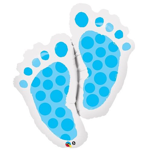 35" Baby Feet Blue Foil Balloon