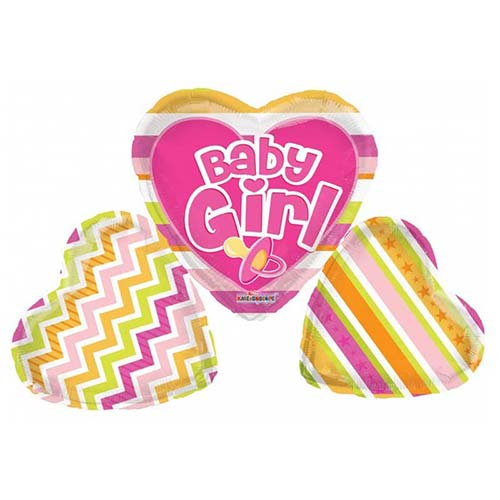 35" Hearts Baby Girl Foil Balloon