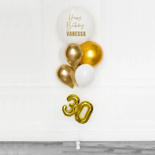 White Customised Jumbo Latex Balloon with numbers.