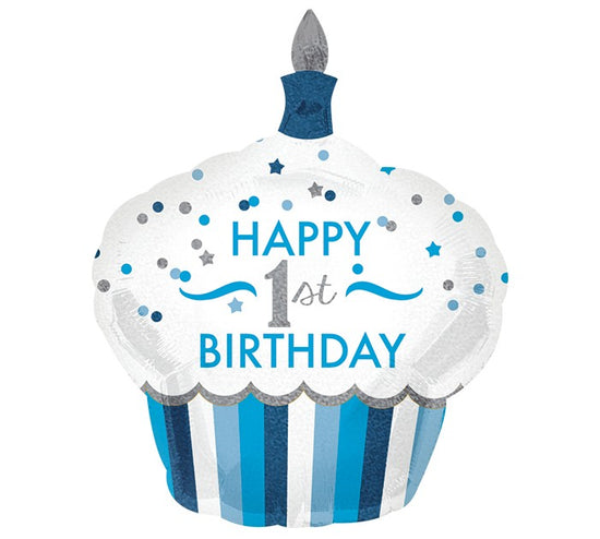 36" Cupcake Boy 1st Birthday Balloon