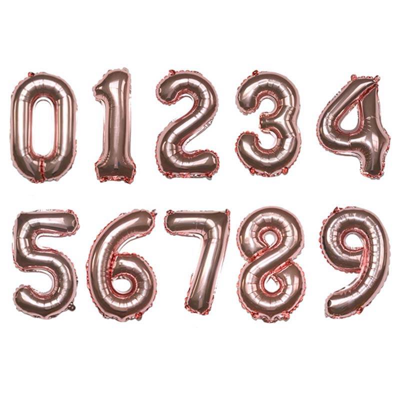 Rose Gold Coloured Number Balloons to form the birthday age, anniversary or a specific year for the event.
