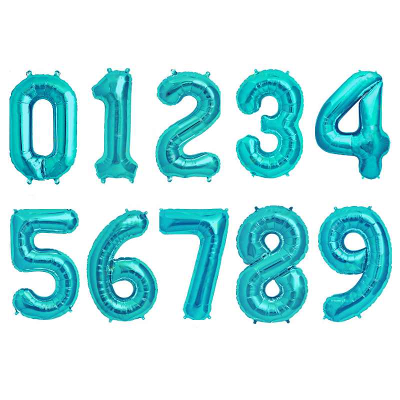 Teal Jumbo Number Balloons to be filled with helium or with air.