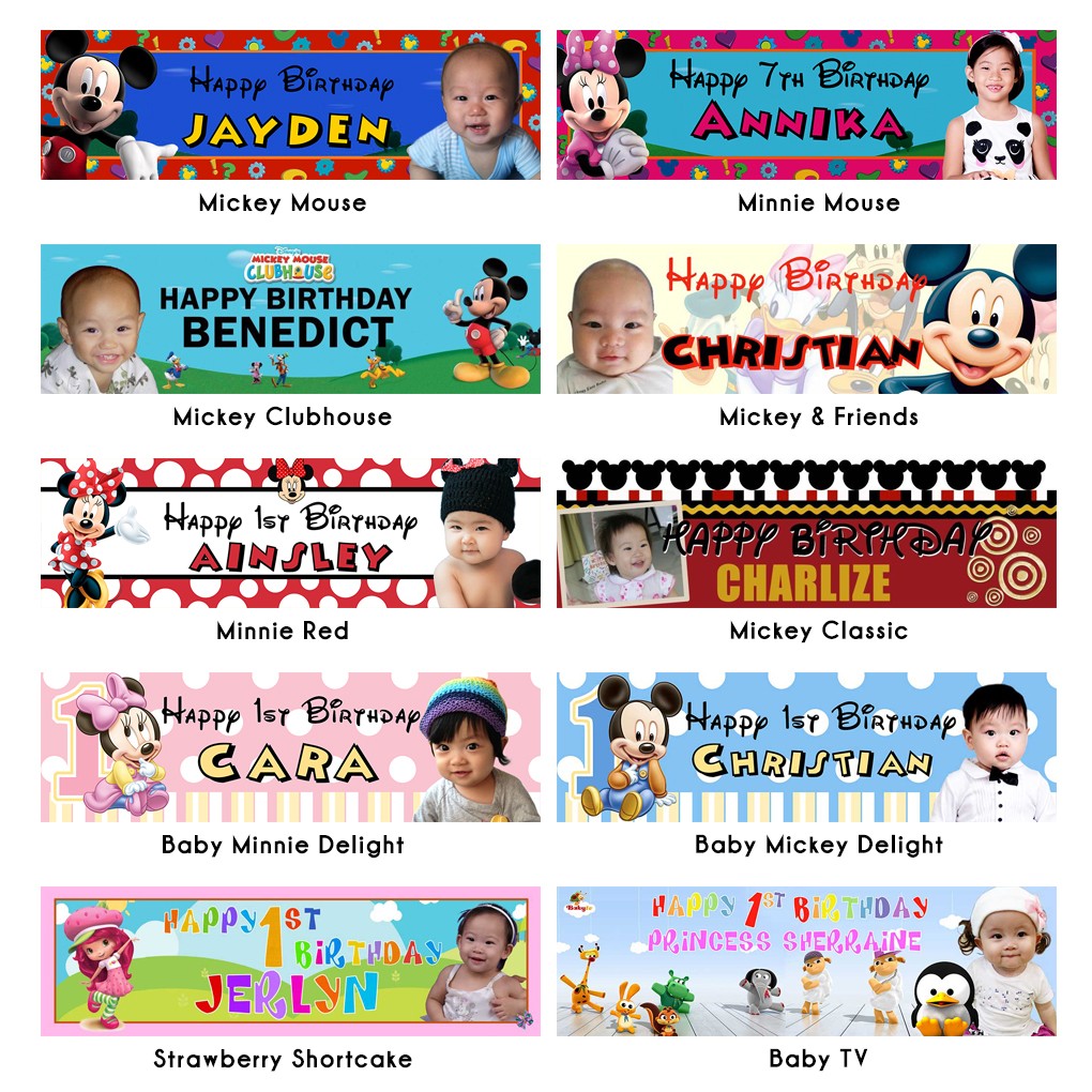 Mickey and Minnie Banner available for customisation