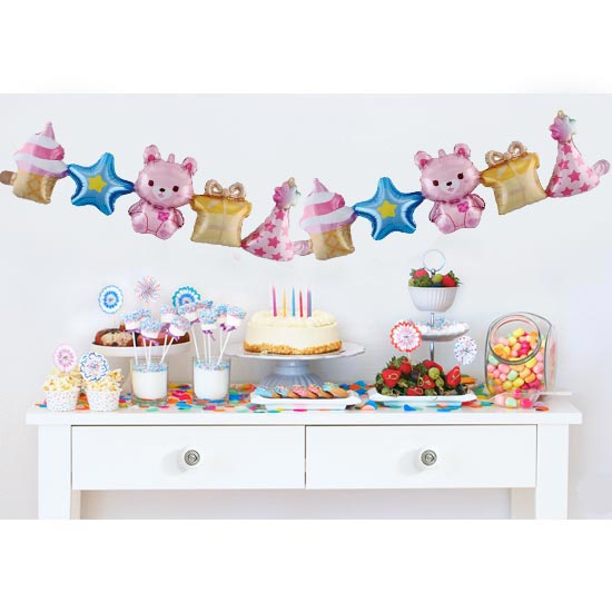 Pink Bear Balloon Garland Decoration.