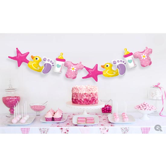 Cute Ducky Baby Bottle Balloon Garland for a  great baby shower party.