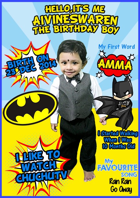 Batman in action as Alvin displays his milestone on this specially designed Milestone Board.