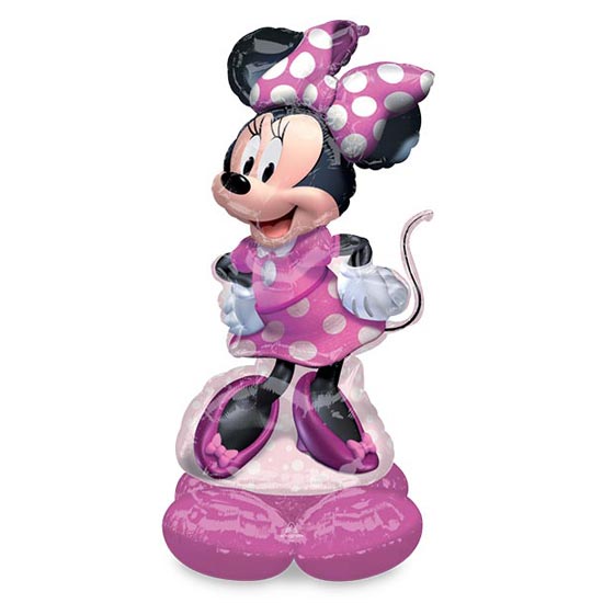 Attention-getting, especially large, life sized foil balloon. This Minnie balloon is weighted at the legs so they make an impressive party decoration and gift.