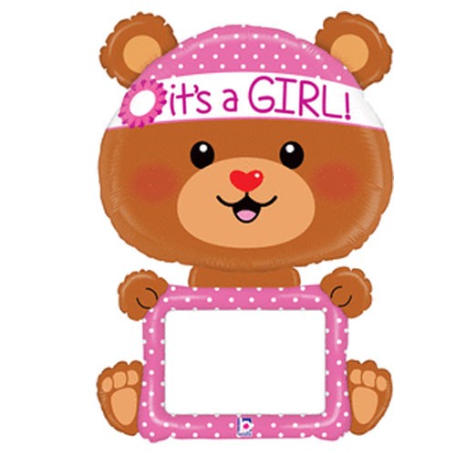 48" Write Message Bear Baby Girl Balloon