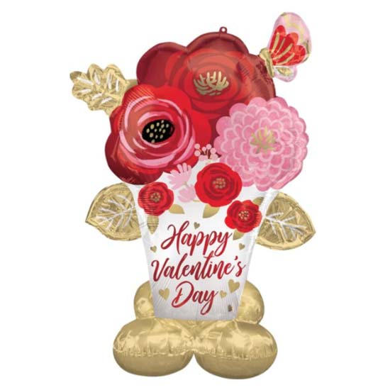 53" Happy Valentine's Day Flowers AirLoonz Balloon
