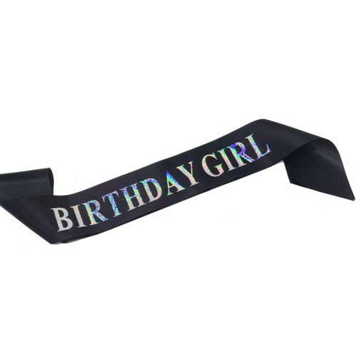 Black Silver Birthday Girl Sash