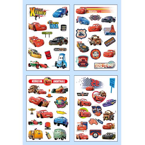 Cars tattoo booklet with sheets of colourful and fun tattoos.