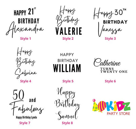 Font style for the customised balloons.