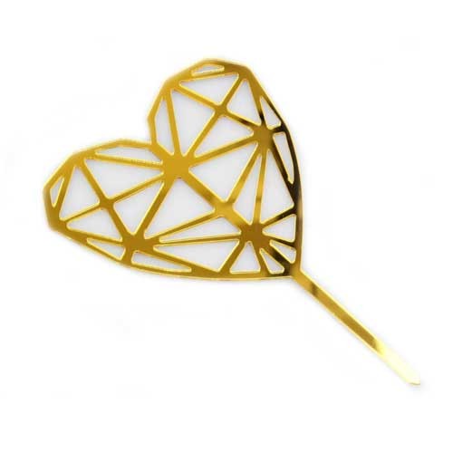 Gold Heart Acrylic Cake Topper