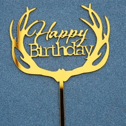 Gold Moose Acrylic Birthday Cake Topper