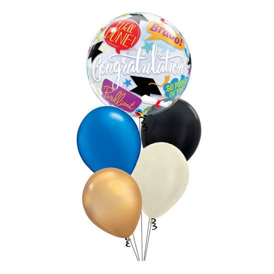 Graduation Bubble & Latex Balloon Bouquet