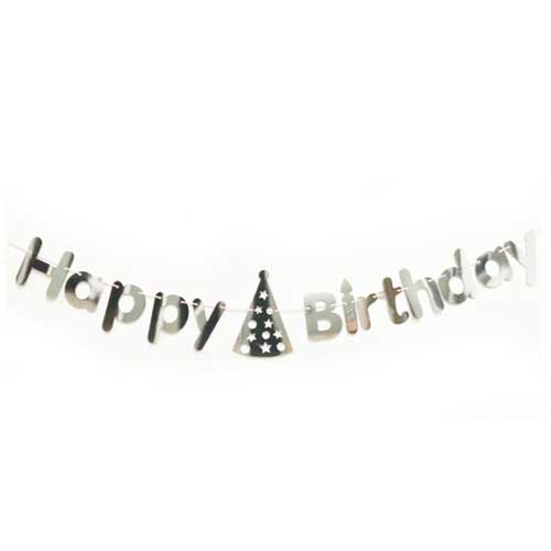 Happy Birthday Hat Silver Banner
