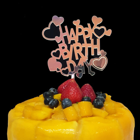 Happy Birthday Hearts Acrylic Cake Topper