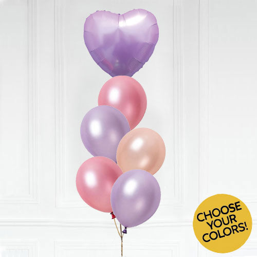 Heart Foil Colored Latex Balloon Bouquet